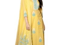 GoSriKi Women's Cotton Blend Straight Hand Block Printed Kurta with Pant & Dupatta | Ethnic Wear for Women | Indian Casual Office Daily Summer Outfit
