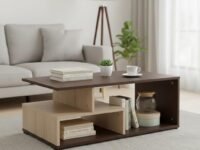 Green Soul Allure Engineered Wood Coffee Table (Gold Cherry) | Center Table for Living Room | 1 Surface Top, 2 Shelves | Warranty Protected