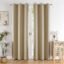 HOMEMONDE Solid Blackout Curtains 7 Feet Long Set of 2 - Thermal Insulated Curtains for Door, 70% Room Darkening Drapes for Living Room, Bedroom, 84 Inches, (Beige, 213.36 x 118 CM)