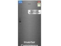 Haier 190 L 5 Star Direct Cool Inverter Single Door Refrigerator with Fast Ice Making, Easy Clean Back, Large Vegetable Box (HED-205DSA-P, Dazzle Steel, 2026 Model)