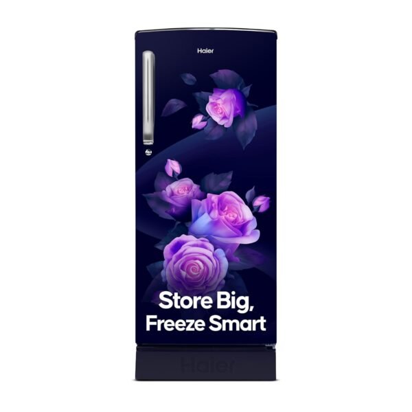 Haier 205L 5Star Direct Cool Single Door Refrigerator | Inverter Compressor | Wide Freezer Space | Bigger Ice Tray | Longer Cooling Retention | Easy Clean Back (HED-215MRB-N, Marine Rose, Base Stand)