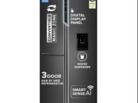Haier SmartChoice 592L 3Star 3-Door Water Dispenser Side by Side Frost Free Refrigerator|Convertible|Smart Sense AI|Inverter|Digital Display Panel (2025 Model, HRT-683WGKU1, Graphite Black)