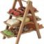 Hamdan Collection Wood 3 Tier Serving Tray-Wooden Three Tiered Tray with Collapsible Stand for Fruit Platter Farmhouse ,Kitchen ,picnic Nesting Tray (Natural)