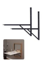 Heavy Duty Wall Mountable Folding Dining Table Brackets with Collapsible Hinges and Shelf The Perfect Solution for Study Desks, Office Tables, Home Computer Tables (Only Brackets) (2ft)