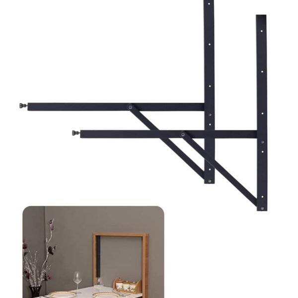 Heavy Duty Wall Mountable Folding Dining Table Brackets with Collapsible Hinges and Shelf The Perfect Solution for Study Desks, Office Tables, Home Computer Tables (Only Brackets) (2ft)