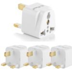 Hi-Plasst India to UK Adapter (Type-G Plug) - 4pcs Pack - UK Converter for Indian Plugs & Devices, Dubai, Singapore, Malaysia - Travel Plug Adapter with Universal Socket (White)