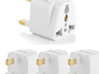 Hi-Plasst India to UK Adapter (Type-G Plug) - 4pcs Pack - UK Converter for Indian Plugs & Devices, Dubai, Singapore, Malaysia - Travel Plug Adapter with Universal Socket (White)