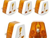 Hi-Plasst (Pack of 5) 3-Pin International 6 amp to 16 amp Converter Plug for Big Size 16 Ampere Plug Top Adapter for Geysers A/C Refrigerator Microwave, etc