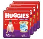 Huggies Complete Comfort Wonder Pants | Pant Style Baby Diapers Double Extra Large (XXL) Size, 96 Count | India's Fastest Absorbing Diaper, Prevents Diaper Rash, Ideal for 15 to 25 Kgs (24 Count, Pack of 4)