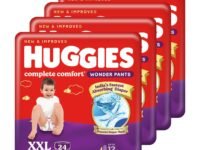 Huggies Complete Comfort Wonder Pants | Pant Style Baby Diapers Double Extra Large (XXL) Size, 96 Count | India's Fastest Absorbing Diaper, Prevents Diaper Rash, Ideal for 15 to 25 Kgs (24 Count, Pack of 4)