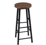 Indian Decor . 45170 Mdf With Metal Legs Breakfast Kitchen Counter Bar/Seat/Chairs/Barstools/High Stools (Dark Wooden) - Black