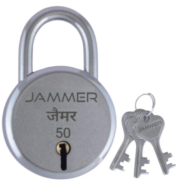 JAMMER Round 50 Lock and Keys, 6 Steel Lever, Single Locking, Small Size Padlock for Home, Size 50mm, Home Improvement Protection Silver Fnish (3 Keys)
