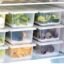 JASIFS Fridge Storage Box Fridge Organizer Food Storage Container, Stackable Plastic Fish, Meat, Vegetables & Fruits Freezer Storage Container (4), White