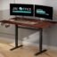 JIN OFFICE Octave Height Adjustable Desk Electric | Standing Desk, 80 Kg Wt. Cap, 2 Year Warranty| Sit Stand Table with Memory Preset, Cup Holder| Stability Crossbar| Brown 1500*750mm/25mm Thick Top