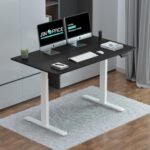 JIN OFFICE Zenith Electric Height Adjustable Table| Standing Desk with 100 Kg Wt. Capacity & 3 Year Warranty| Ergonomic Desk| Sit Stand Table with 3 Memory Preset| White & Black|1200X750mm/25MM Thick