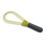 Joseph Joseph Twist Silicone Whisk – Foldable Kitchen Whisker Tool, Heat-Resistant & Easy to Store, Ideal for Baking and Cooking, Grey/Green