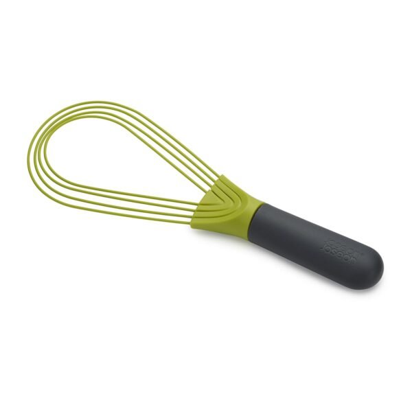 Joseph Joseph Twist Silicone Whisk – Foldable Kitchen Whisker Tool, Heat-Resistant & Easy to Store, Ideal for Baking and Cooking, Grey/Green