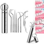 KLIFFOO® 7-in-1 Teeth Braces Cleaner Tools Kit,Dental Floss Toothpicks Set with Aluminum Tube- Dental Tools Reusable Toothpicks Teeth Braces Cleaning Tools Kit for Outdoor Camping Traveling