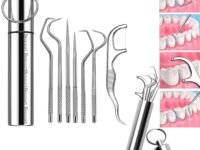 KLIFFOO® 7-in-1 Teeth Braces Cleaner Tools Kit,Dental Floss Toothpicks Set with Aluminum Tube- Dental Tools Reusable Toothpicks Teeth Braces Cleaning Tools Kit for Outdoor Camping Traveling