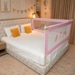 Kids Station 2 Side Basic Bed Rail Guard (6ft x 5ft / 180cm x 150cm), Bed Railing for Baby Safety, Kids Toddler Bed Protector Side Walls, Adjustable Height, Portable & Foldable (Pink)