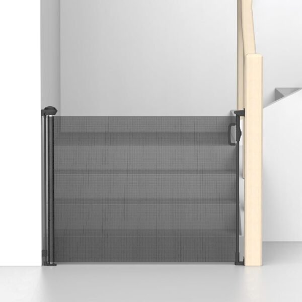 Kids Station Retractable Safety Gate for Toddlers - Barrier Fence - Mesh Baby Gate for Door and Stairs - Retractable Mesh - Height 90cm or 2.9ft - Expandable to 140cm or 4.6ft (Black)