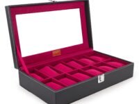 LEDO Watch Case Box Organizer in 12 slots of Watches with Transparent Glass Look