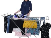 LiMETRO STEEL Stainless Steel Foldable Cloth Dryer Stand Double Rack Cloth Stands for Drying Clothes Steel (Cross), 120x54x4 cm