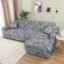 Lukzer Polyester Blend L-Shaped Sofa Cover for Living Room Furniture, Flexible Slipcover for Couches and More (Right Hand Side, Grey Marble)