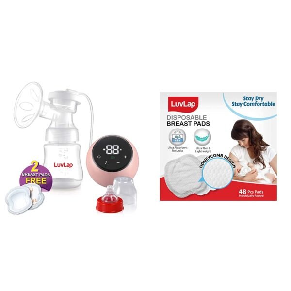 LuvLap Electric Breast Pump & Nursing Breast Pad, 48 Pcs