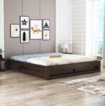 MAMTA Decoration Sheesham Wood King Size Bed with Drawer Storage Solid Wood Double Bed Palang Wooden Bed for Bedroom Living Room Furniture (Walnut Finish)