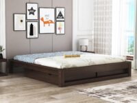 MAMTA Decoration Sheesham Wood King Size Bed with Drawer Storage Solid Wood Double Bed Palang Wooden Bed for Bedroom Living Room Furniture (Walnut Finish)