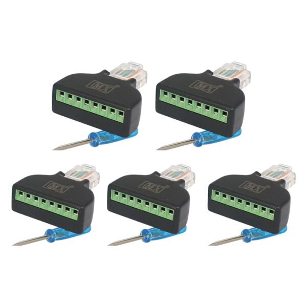 MX RJ45 to 8-Pin Screw Terminal Block Adapter, 2-Pack – Male 8-P8c to AV/Screw Terminal (Cat5/Cat6/Cat7 & CCTV Compatible)