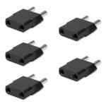 MX World Conversion Europe to India Plug Adapter Type D | Moulded Round 2 Pin to Round 4mm Indian Plug Converter | Universal Travel Power Adapter for Imported Electronics | Pack of 5