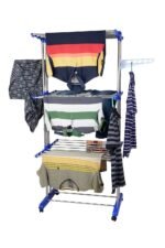 Mega Clothing Stand | Stylish Garment Stand | Hanging Rack | Clothes Hanger for Balcony & Bedroom | 2-Tier Folding Clothes Rail Clothes Horses Drying Rack (Royal Blue)