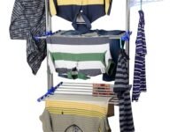 Mega Clothing Stand | Stylish Garment Stand | Hanging Rack | Clothes Hanger for Balcony & Bedroom | 2-Tier Folding Clothes Rail Clothes Horses Drying Rack (Royal Blue)