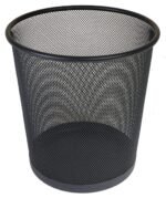 Metal Mesh Waste Basket Round Cover Less Trash (235 x 265 x 190 mm, Black)