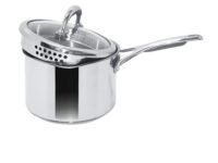 Meyer Select Nickel Free Stainless Steel Saucepan | Sauce pan with triply Base| Sauce Pot with Straining Glass Lid |Milk pan with Lid | Gas and Induction Compatible, 18cm/ 2.73 Liters, Silver |