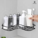 Multipurpose Wall Mounted Corner Shelf for Bathroom, Kitchen and Bedroom-Space Saving Corner Shelf for Bathroom and Washroom Organiser with 2 Magic Sticker (Metal)