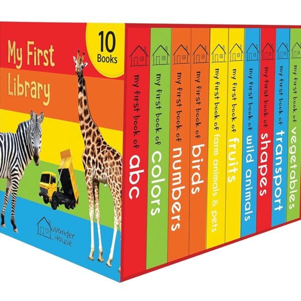 My First Library: Boxset of 10 Board Books for Kids (Pack 1) | Includes ABC, Numbers, Shapes, Colors, Wild Animals, Farm Animals & Pets, Birds, Fruits, Vegetables & Transport | Early Learning Board Books for Babies, Toddlers & Preschoolers | Ages 0-3 Years