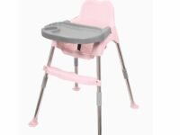My Giraffe Bobo 3-in-1 Convertible Baby High Chair with Tray & Footrest | Easy-to-Clean Feeding Chair & Toddler Seat, Lightweight & Sturdy (Pink, Up to 20kg)