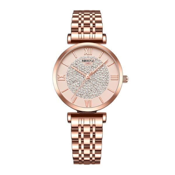 NIBOSI Women Watches Analogue Wrist Watches Watches for Women's & Girls&Miss&Ladies Rose Gold Dial Watch with Stylish Diamond Studded Watch