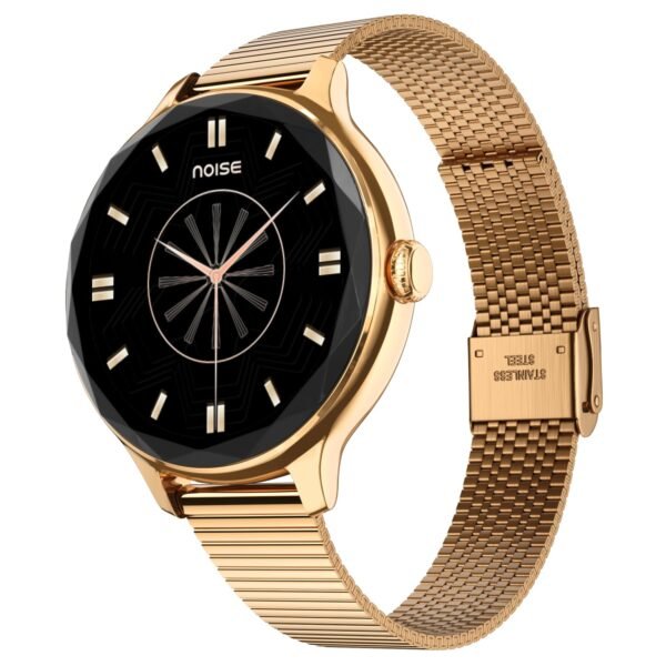 Noise Diva (Smartchoice) Smartwatch for Women with Diamond Cut Dial, Glossy Metallic Finish, AMOLED Display, New Metal Straps, 100+ Watch Faces, Female Cycle Tracker Smart Watch for Women (Rose Panel)
