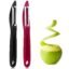OYRIS Fruit and Vegetable Peeler - Stainless Steel Swiveling Razor Sharp Blades Serrated and Dual Edge Blades/Scraper 2-Piece (Set of 2 - Red + Black)