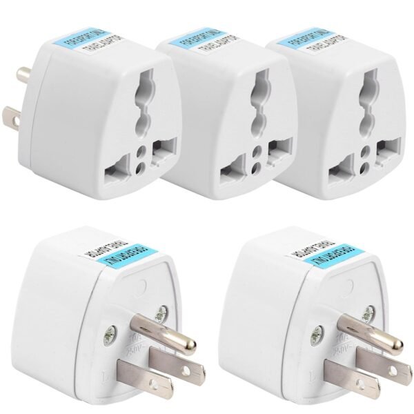 Ocko Universal Type B USA Conversion Adapter Plug | 3 Pin Converter Socket | Indian to Universal Adapter | USA, Canada, Brazil to India | Suitable for Laptop, Camera, Charger (Pack of 5, White)