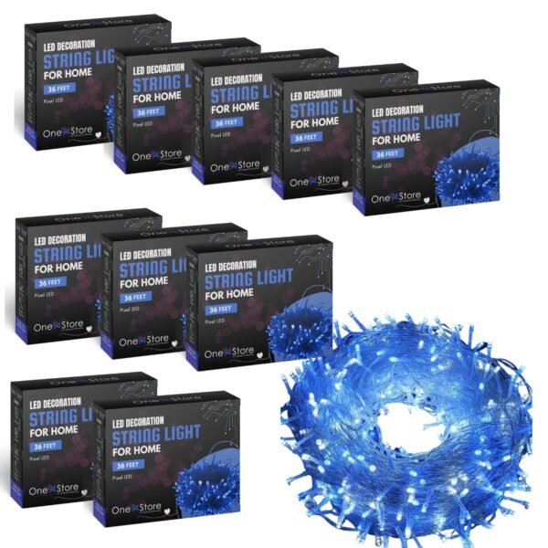 One94Store 36 Ft Blue LED Pixel String Lights | 360° Decorative Serial LED Bulbs on Copper Wire for Diwali, Christmas, Wedding, Party, Indoor & Outdoor Home Decor |Fairy Lights | Pack of 10
