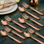 Parage 12 Pieces Stainless Steel Rose Gold Cutlery Set, 16 cm Each, Premium Spoon & Fork Set for Home & Kitchen, PVD Rose Gold Flatware, Elegant Dining (6 Dinner Spoons & 6 Dinner Forks)