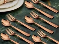 Parage 12 Pieces Stainless Steel Rose Gold Cutlery Set, 16 cm Each, Premium Spoon & Fork Set for Home & Kitchen, PVD Rose Gold Flatware, Elegant Dining (6 Dinner Spoons & 6 Dinner Forks)