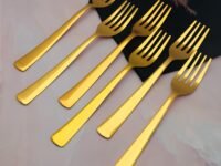 Parage 6 Pieces Stainless Steel Gold Forks Set, 18.5 cm Long, Premium for Home & Kitchen, Luxury Dining Tableware Gift for House Warming
