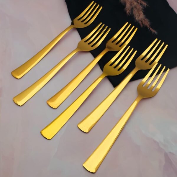 Parage 6 Pieces Stainless Steel Gold Forks Set, 18.5 cm Long, Premium for Home & Kitchen, Luxury Dining Tableware Gift for House Warming