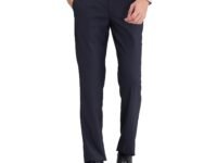 Park Avenue Men's Mid Rise Regular Fit Structure Pattern Poly Viscose Blend Flat Front Formal Trouser